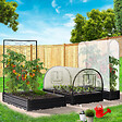ID MARKET - Kit complet 3 bacs métal modulables carrés potager et serre à tomates + treillis + housse - vignette