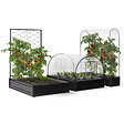 ID MARKET - Kit complet 3 bacs métal modulables carrés potager et serre à tomates + treillis + housse - vignette