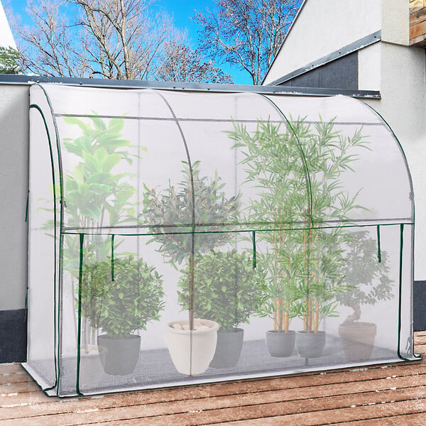 ID MARKET - Serre d'hivernage murale adossée 300 x 80 x 160 cm double ouverture balcon et terrasse - large
