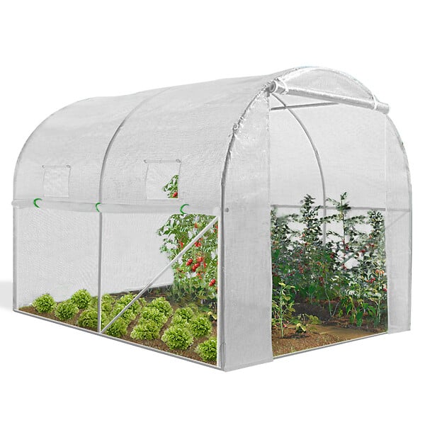 ID MARKET - Serre tunnel de jardin 4 saisons 6M² blanche gamme maraîchère ROMA 2x3M - large
