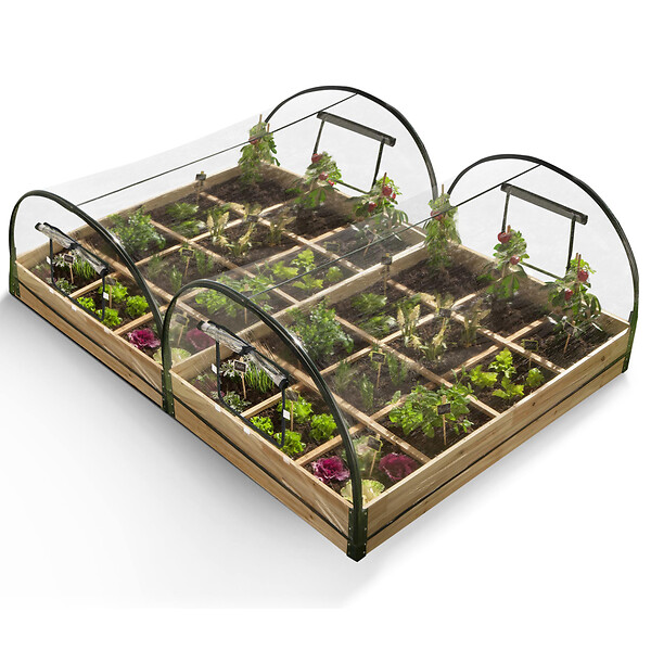 ID MARKET - Lot de 2 carrés potager 1,15x0.80 m 12 compartiments + housses - large