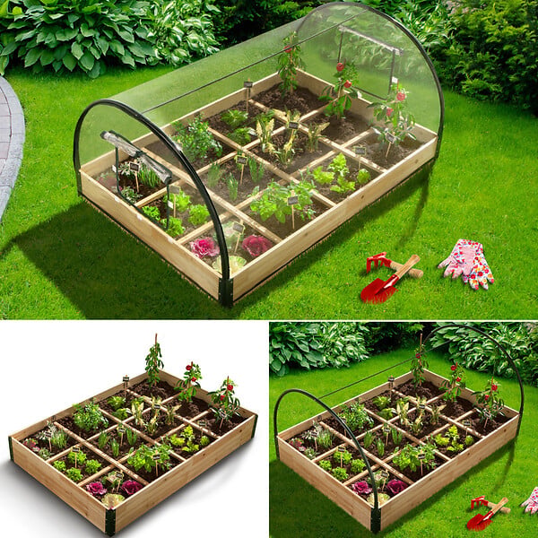 ID MARKET - Lot de 2 carrés potager 1,15x0.80 m 12 compartiments + housses - large