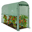 ID MARKET - Serre à tomates de jardin 3m² 3 x 1 x 2 m acier galvanisé + bâche anti-UV relevable avec porte et 2 fenêtres verte - vignette