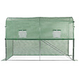 ID MARKET - Serre à tomates de jardin 3m² 3 x 1 x 2 m acier galvanisé + bâche anti-UV relevable avec porte et 2 fenêtres verte - vignette