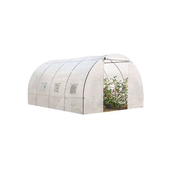 ID MARKET - Serre tunnel de jardin 12M² blanche gamme maraîchère ZEBRA 4x3M - large