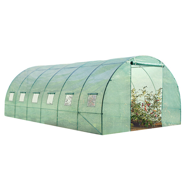 ID MARKET - Serre tunnel de jardin 18m² verte gamme maraîchère CRIMÉE 6x3m - large