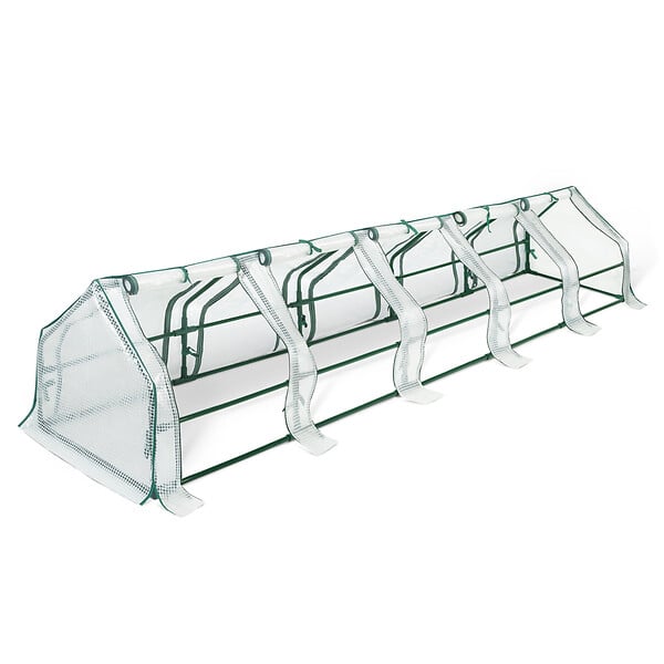 ID MARKET - Mini serre de jardin tunnel 300 x 50 x 50 cm avec bâche anti-UV et 10 fenêtres enroulables blanche - large
