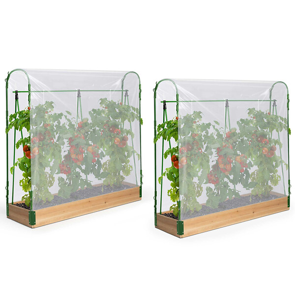 ID MARKET - Duo serres à tomates modulables spéciales croissance kit complet bâche + support - large