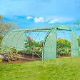 ID MARKET - Serre de jardin tunnel 18m² 6 x 3 x 2 m acier galvanisé + bâche anti-UV avec porte et fenêtres CRIMÉE verte toutes saisons - vignette