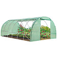 ID MARKET - Serre de jardin tunnel 18m² 6 x 3 x 2 m acier galvanisé + bâche anti-UV avec porte et fenêtres CRIMÉE verte toutes saisons - vignette