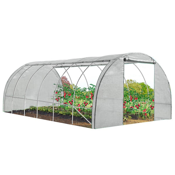 ID MARKET - Serre tunnel de jardin 4 saisons 18M² blanche gamme maraîchère CRIMÉE 6x3M - large