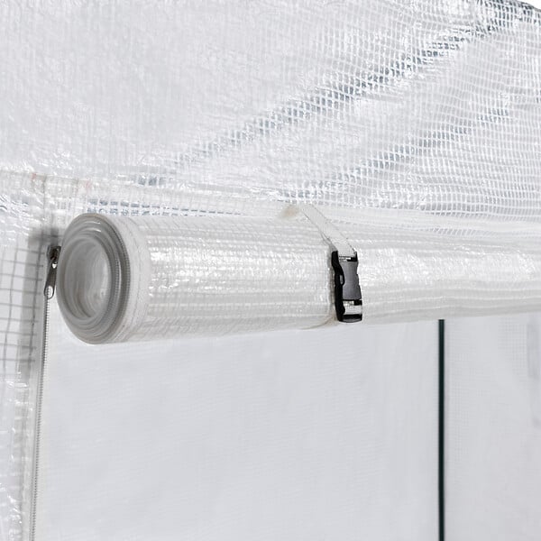 ID MARKET - Serre de jardin blanche toutes saisons avec fenêtre et porte zippée - large