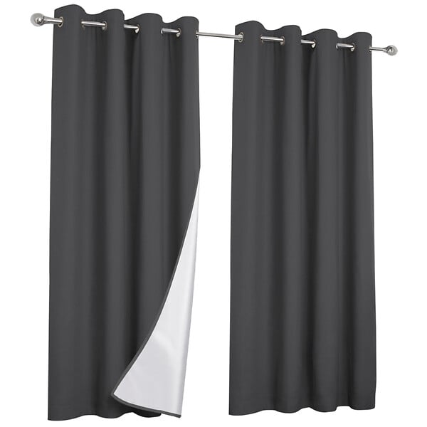 ID MARKET - Lot de 2 rideaux thermiques gris anthracite 135x240 cm - large