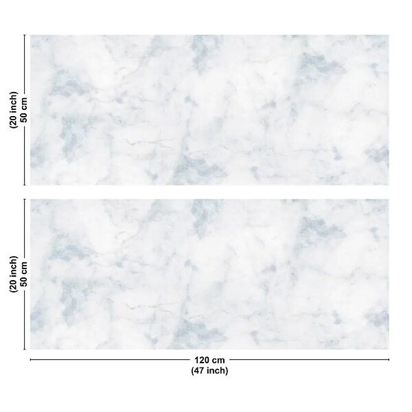 99DECO - Crédence cuisine en aluminium - effet marbre bleu - 240x50 cm (en 2 bandeaux) - large