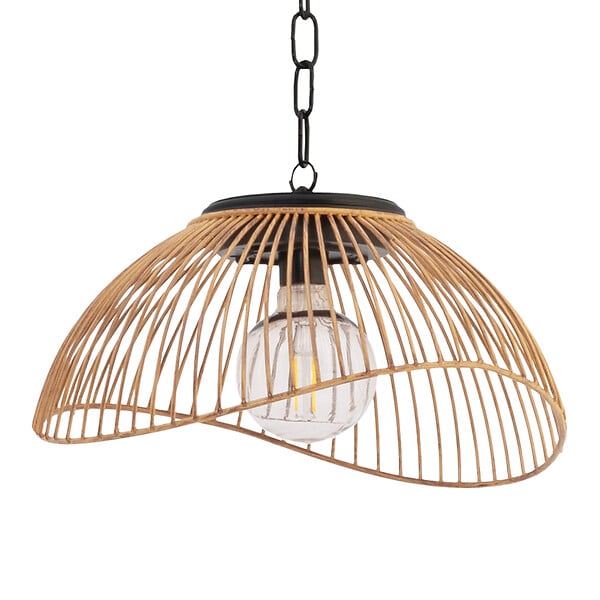 ID MARKET - Lampe solaire extérieure SYDNEY suspension en métal effet rotin - large