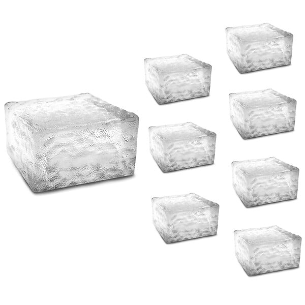 ID MARKET - Lot de 8 pavés solaires en verre 4 LEDS blanches éclairage de jardin - large