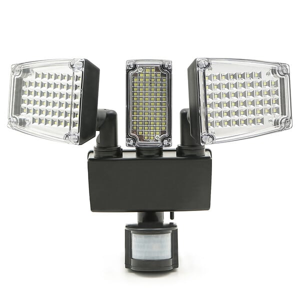 ID MARKET - Projecteur solaire 3 têtes 178 LED détecteur de mouvement - large