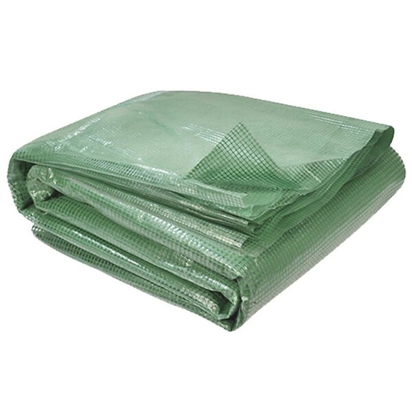 ID MARKET - Bâche de rechange pour serre de jardin tunnel 18m² 6 x 3 x 2 m anti-UV avec porte et fenêtres CRIMÉE verte - large