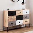ID MARKET - Buffet 3 portes 3 tiroirs 110 cm SACRAMENTO design industriel - vignette
