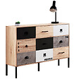 ID MARKET - Buffet 3 portes 3 tiroirs 110 cm SACRAMENTO design industriel - vignette