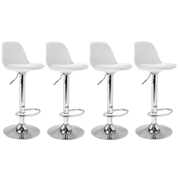 ID MARKET - Lot de 4 tabourets de bar KARL design blanc - large
