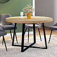 ID MARKET - Table à manger fixe ronde SELMA 4-6 personnes bois et noir 110 cm - vignette