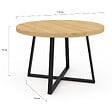 ID MARKET - Table à manger fixe ronde SELMA 4-6 personnes bois et noir 110 cm - vignette