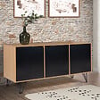 ID MARKET - Buffet bas vintage 113 cm NOEMI 3 portes bois pied épingle - vignette