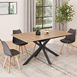 ID MARKET - Table à manger extensible rectangle ALIX 6-10 personnes bois et noir 160-200 cm - vignette