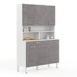ID MARKET - Buffet de cuisine 120 CM CINA 6 portes + tiroir blanc et effet béton - vignette