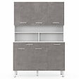 ID MARKET - Buffet de cuisine 120 CM CINA 6 portes + tiroir blanc et effet béton - vignette