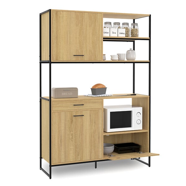 ID MARKET - Buffet de cuisine 120 CM DETROIT meuble 3 portes + 1 tiroir design industriel - large