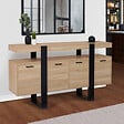 ID MARKET - Buffet 160 cm PHOENIX XXL 4 portes bois et noir - vignette