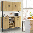 ID MARKET - Buffet de cuisine 120 CM DETROIT 5 portes + tiroirs + range-bouteilles design industriel - vignette