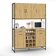 ID MARKET - Buffet de cuisine 120 CM DETROIT 5 portes + tiroirs + range-bouteilles design industriel - vignette
