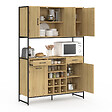 ID MARKET - Buffet de cuisine 120 CM DETROIT 5 portes + tiroirs + range-bouteilles design industriel - vignette