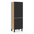 ID MARKET - Colonne de cuisine 60 cm CINA 2 portes façon hêtre et noir - vignette