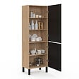 ID MARKET - Colonne de cuisine 60 cm CINA 2 portes façon hêtre et noir - vignette