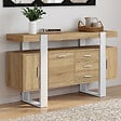 ID MARKET - Buffet 140 cm PHOENIX 3 portes et 3 tiroirs bois et blanc - vignette