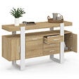 ID MARKET - Buffet 140 cm PHOENIX 3 portes et 3 tiroirs bois et blanc - vignette