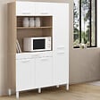 ID MARKET - Buffet de cuisine avec colonne de rangement 120 CM CINA 6 portes + tiroir façon hêtre et blanc - vignette