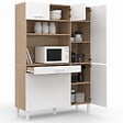 ID MARKET - Buffet de cuisine avec colonne de rangement 120 CM CINA 6 portes + tiroir façon hêtre et blanc - vignette