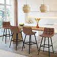 ID MARKET - Lot de 4 tabourets de bar MADY marron vintage - vignette