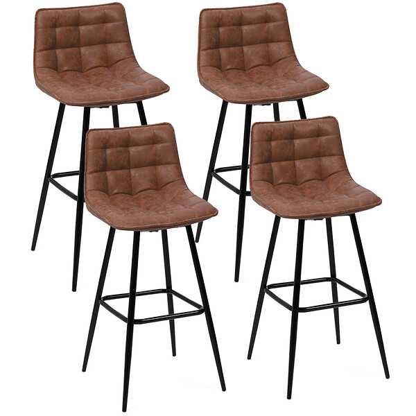 ID MARKET - Lot de 4 tabourets de bar MADY marron vintage - large