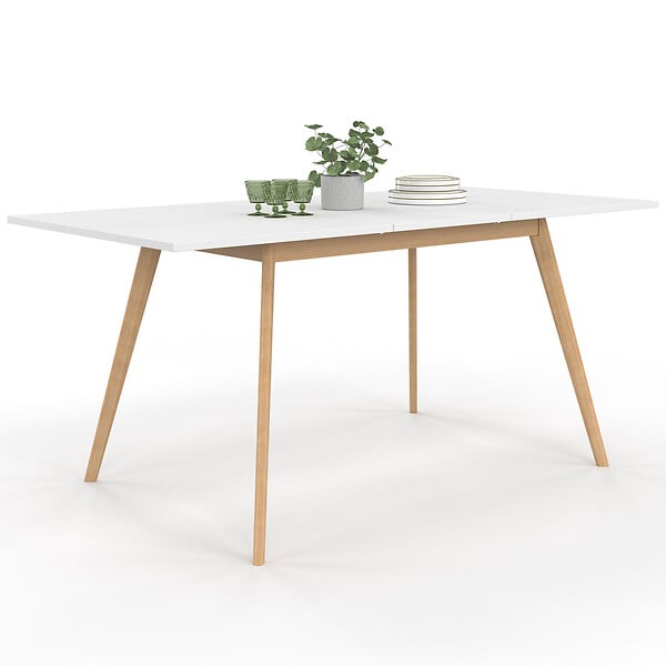 ID MARKET - Table scandinave extensible rectangle INGA 4-8 personnes blanche 110-150 cm - large