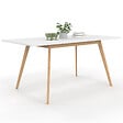 ID MARKET - Table scandinave extensible rectangle INGA 4-8 personnes blanche 110-150 cm - vignette