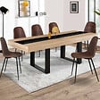 ID MARKET - Table à manger extensible rectangle PHOENIX 4-8 personnes bois et noir bande centrale noire 160-200 cm - vignette
