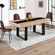 ID MARKET - Table à manger extensible rectangle PHOENIX 4-8 personnes bois et noir bande centrale noire 160-200 cm - vignette