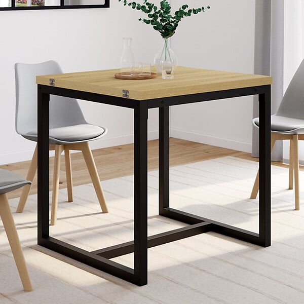 ID MARKET - Table à manger extensible rectangle DETROIT 4-8 personnes design industriel 80-160 cm - large