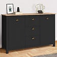 ID MARKET - Buffet 130 cm ISIS campagne 2 portes et 3 tiroirs bois et noir - vignette